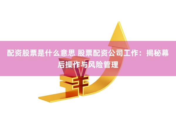 配资股票是什么意思 股票配资公司工作：揭秘幕后操作与风险管理